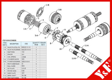 ซื้อ Kawasaki Excavator NVK45 / DNB Hydraulic Pump Parts High Pressure and Long Life online manufacture