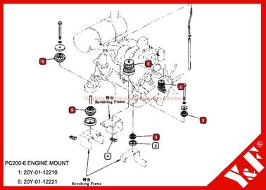 ซื้อ OEM Komatsu Spare Parts PC200-6 Engine Mounting 20Y-01-12210 20Y-01-12221 online manufacture
